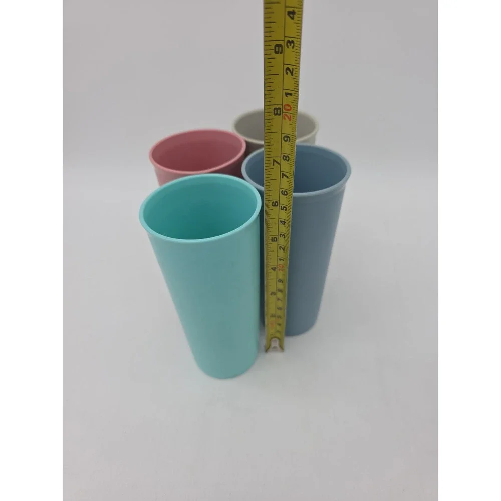 Vintage Tupperware Cups Set Of 11 Country Pastel 3 Sizes Stackable